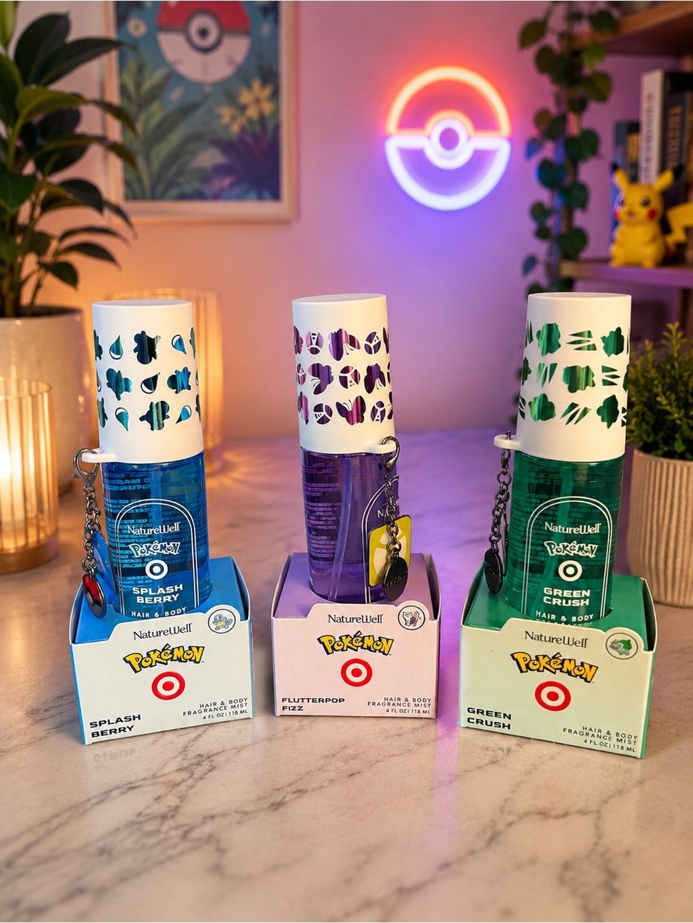 Pokemon x Target NatureWell Hair & Body Mist Trio - Blue, Purple, Green